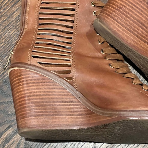 BCBG - Malbon Lace Up Wedge Booties - Picture 6 of 8